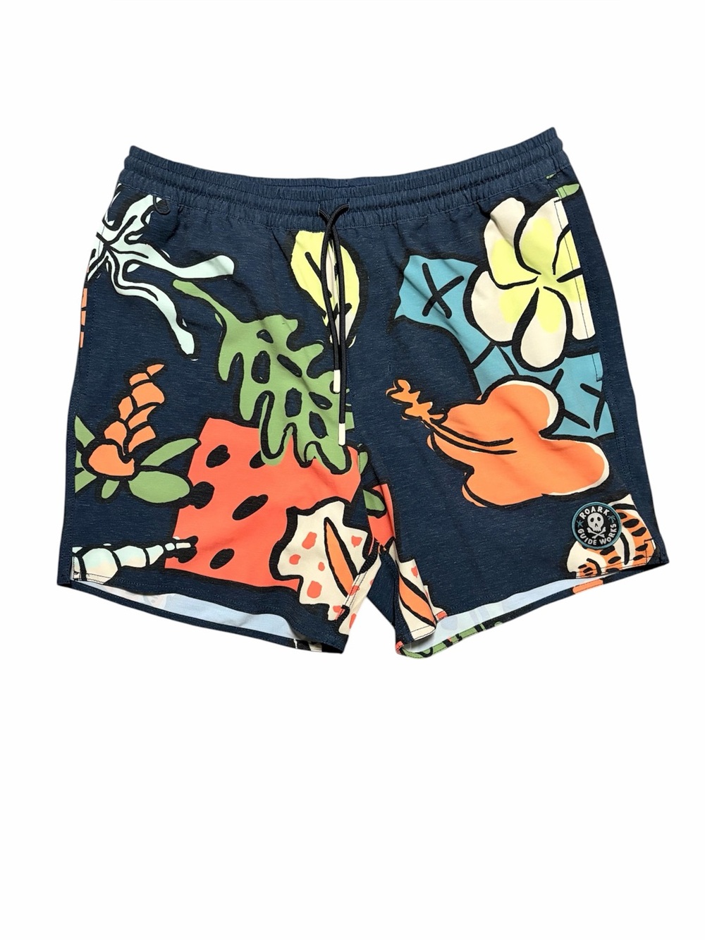 Roark 6” Men’s Navy Print Shorey Swim Trunks Size Medium
